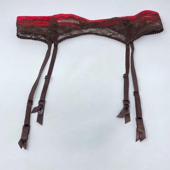 Victoria's Secret Other - Victorias Secret Red Brown Lace Garter Belt